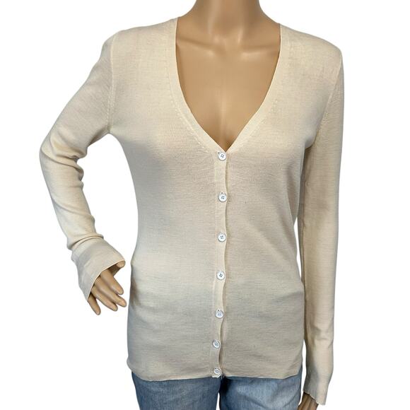 J. Crew Pure Merino Wool Cardigan Sweater Ivory 99826 Size S - Picture 2 of 10